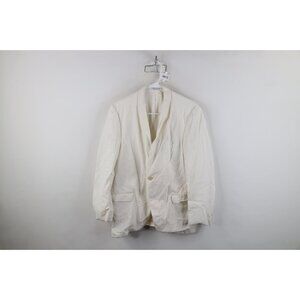 Vtg 50s Rockabilly Mens 38R Rayon Gabardine Tuxedo Prom Suit Jacket White USA